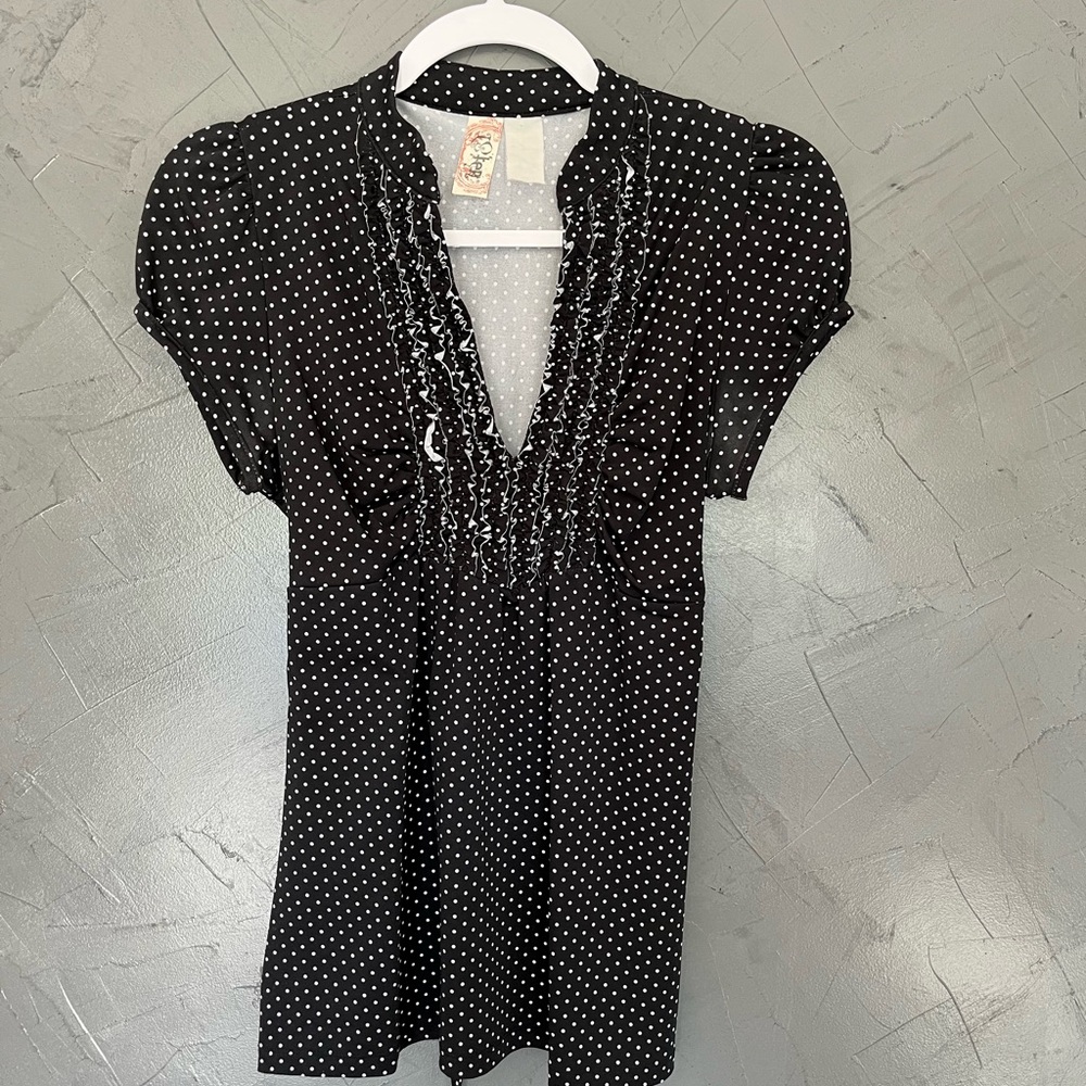 Black Polka Dot Women's Top
